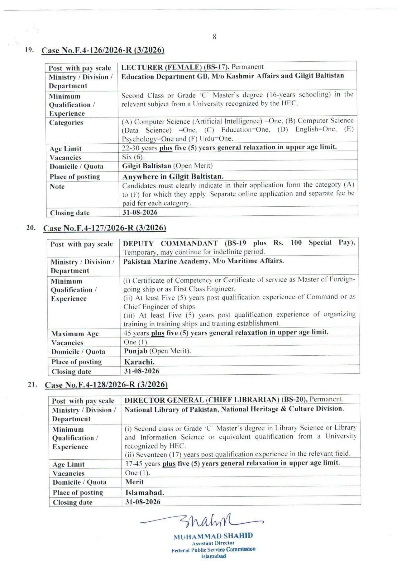 fpsc jobs august 2026 for secondary school teachers and lecturers