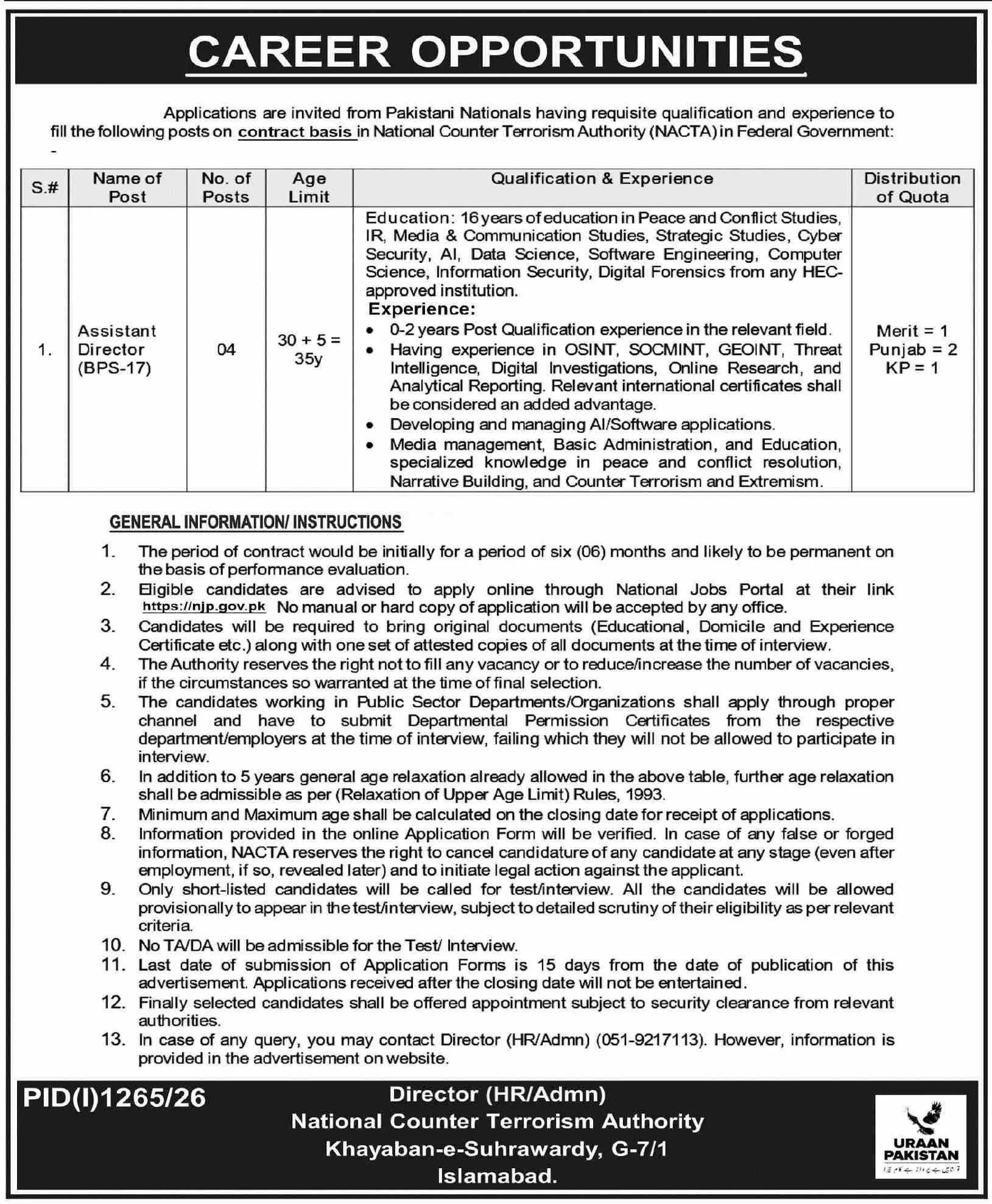 ncta jobs august 2026 assistant director advertisement