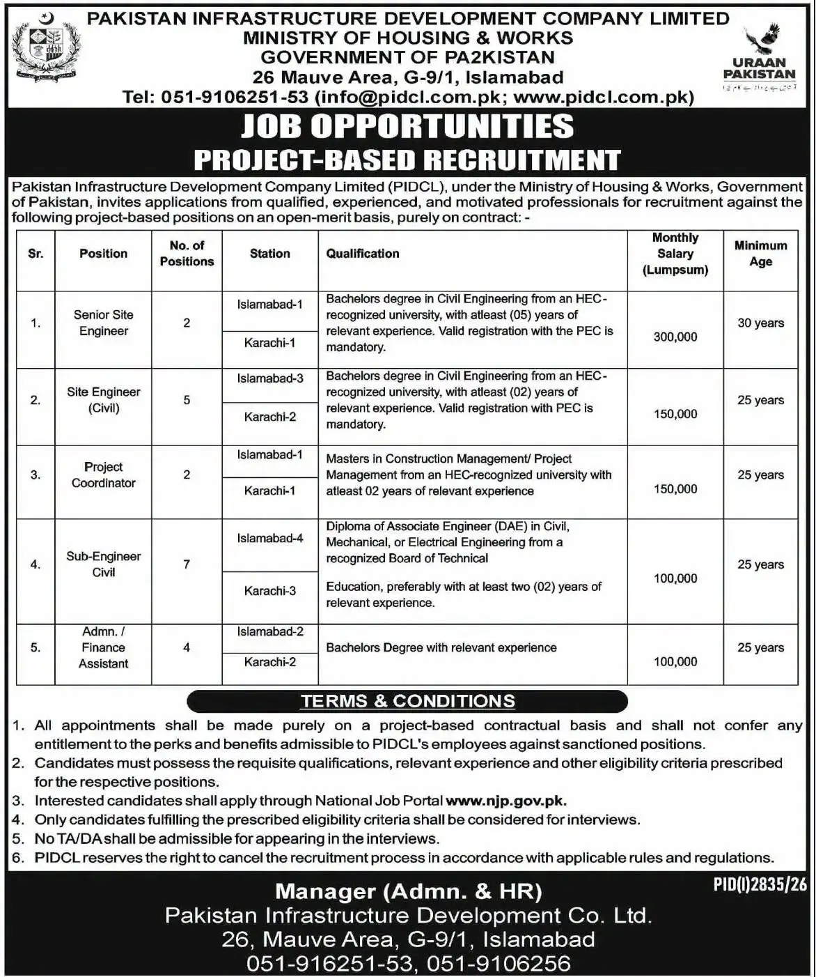 PIDCL Jobs 2026 advertisement