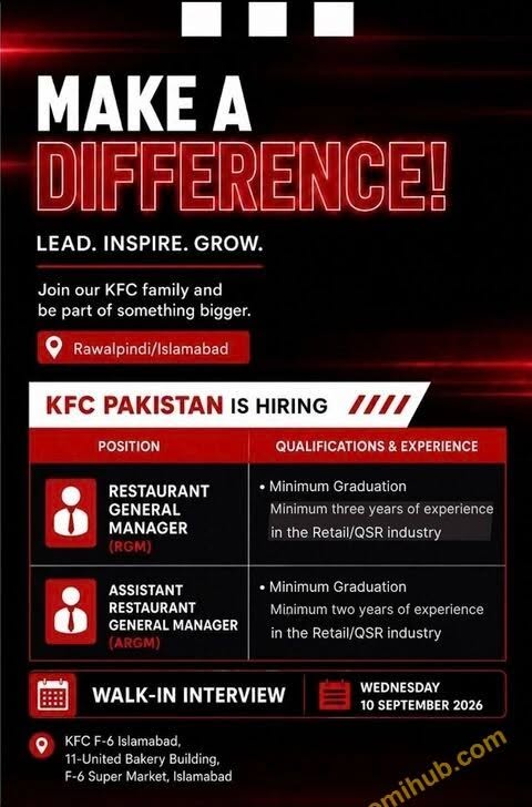 kfc pakistan jobs 2026 advertisement
