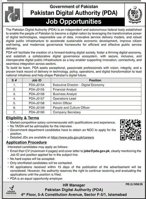 pakistan digital authority jobs september 2026 advertisement