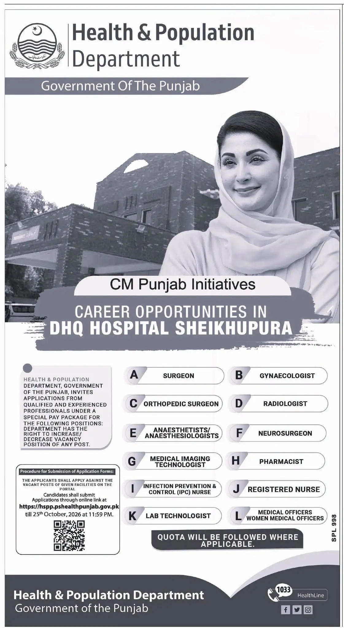 DHQ Hospital Sheikhupura Jobs 2026 advertisement