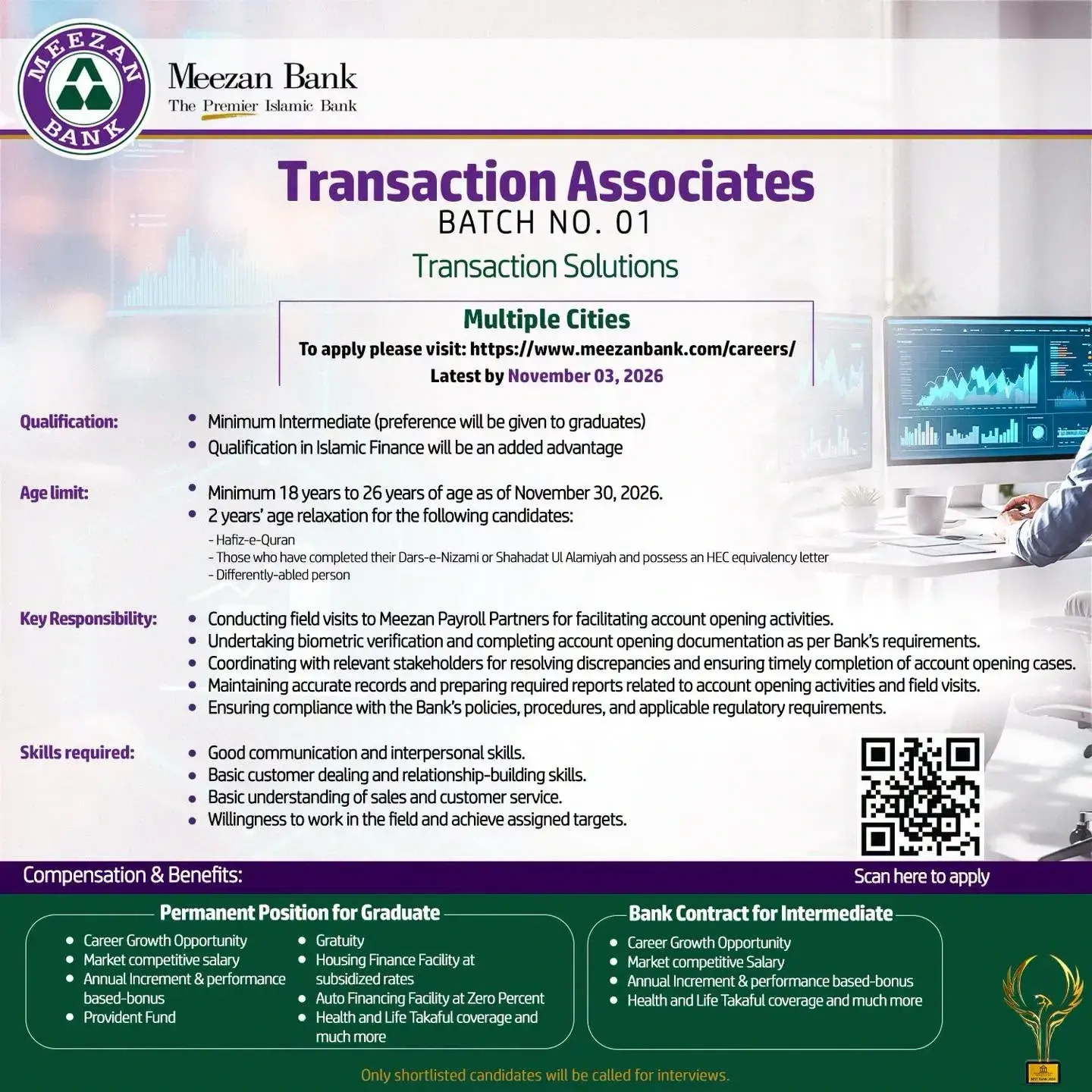 Meezan Bank Jobs 2026 advertisement