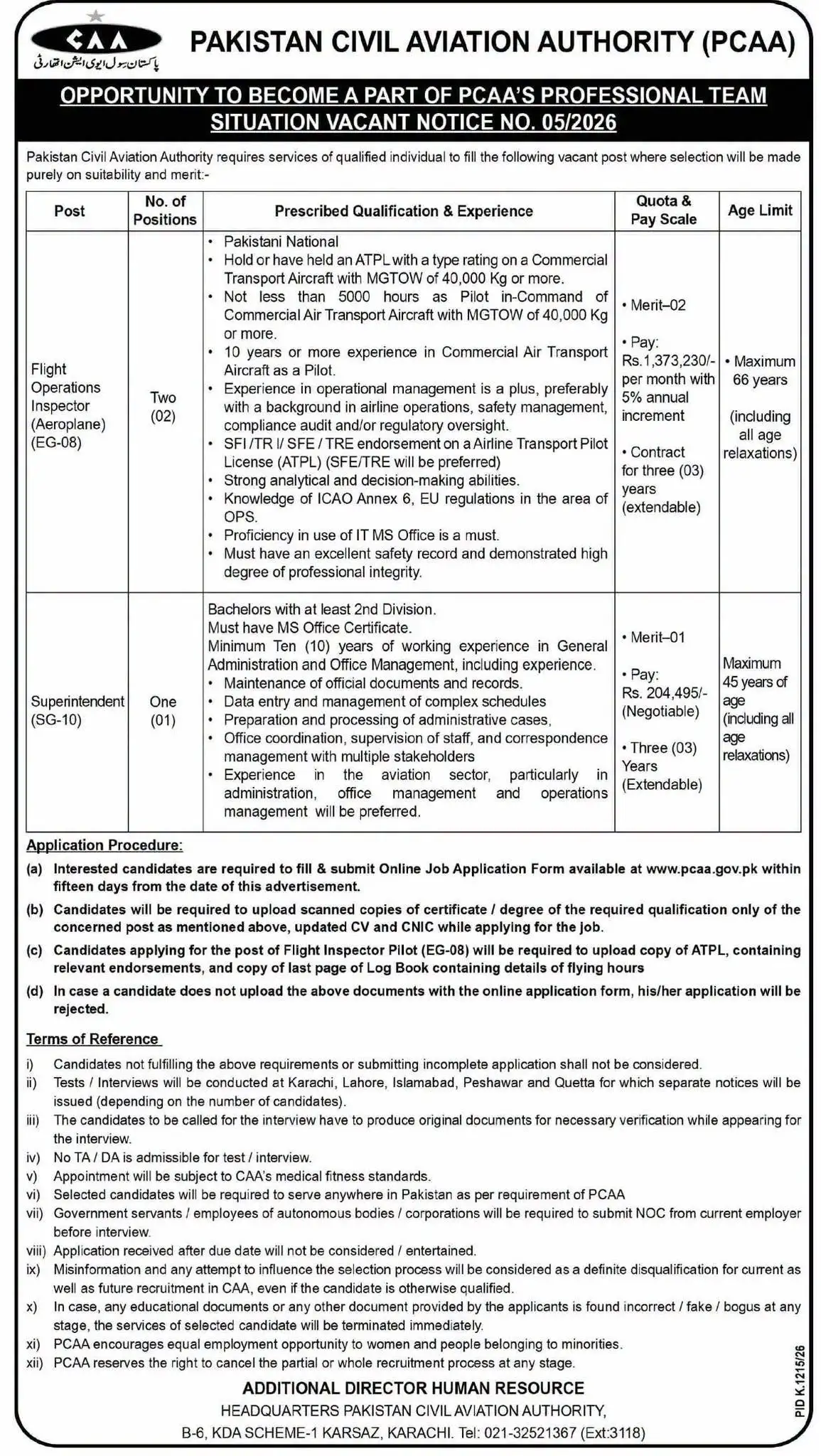 Pakistan Civil Aviation Authority Jobs 2026 