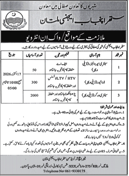 Suthra Punjab Jobs october 2026 in Multan advertisement